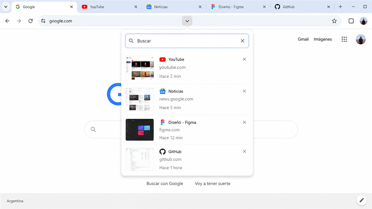 Buscador de pestañas en Chrome