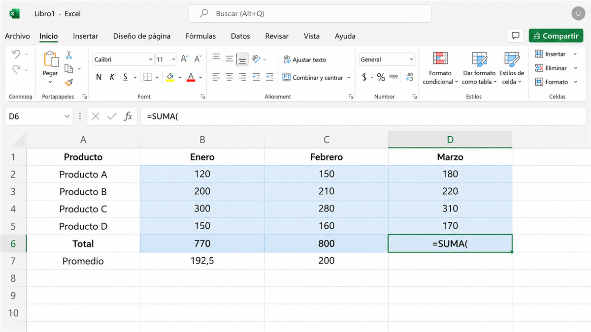 Barra de fórmulas en Excel