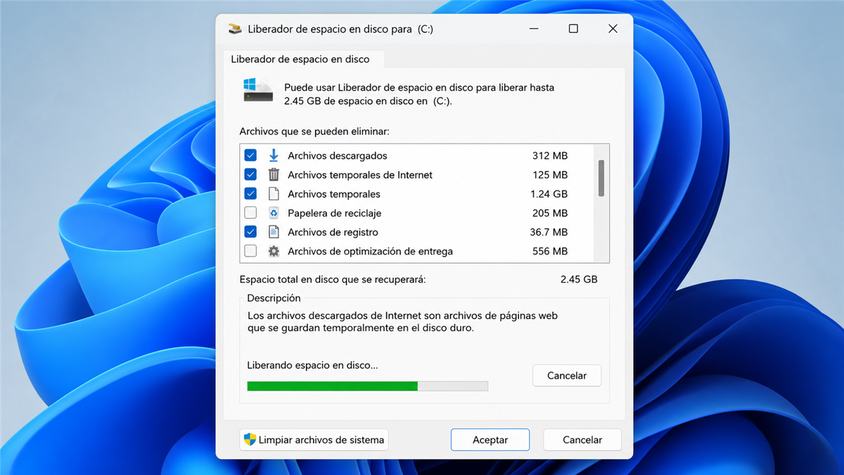 Liberador de espacio en disco de Windows