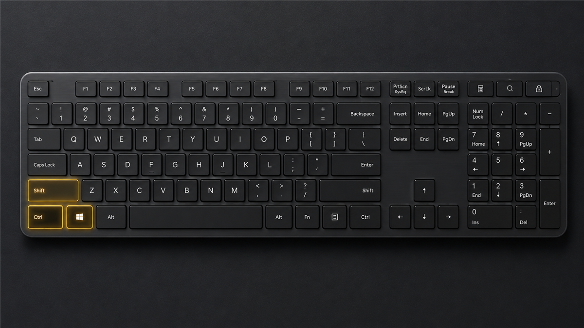 Teclado con teclas resaltadas para atajos